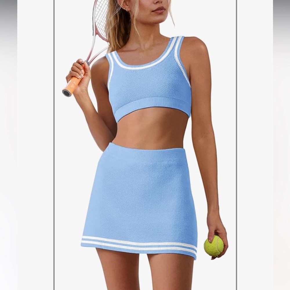 Yoga Light Blue Knit Tennis Skort Set